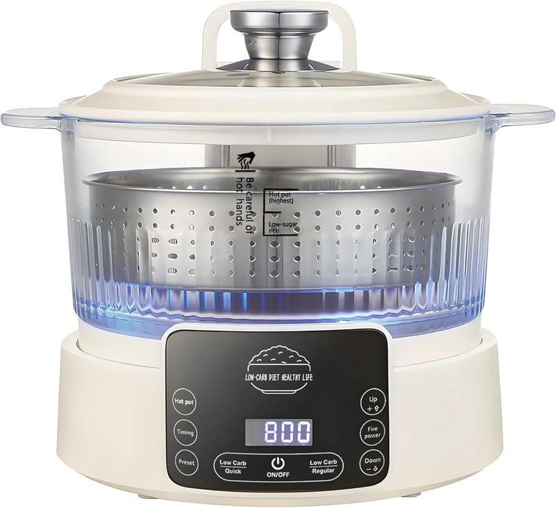 AVIF Low Carb Rice Cooker,3L Multifunction Smart Rice Cooker - 4H Keep Warm,Digital Display,Timer & Reservation Function,Suitable for Cooking,Simmering,Stewing,and Steaming - Image 1